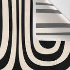 Midcentury Modern Confaab Abstract Pattern in Black and Almond Cream  Wall Tapestry Gallery Image 3