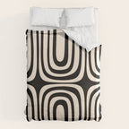 Midcentury Modern Confaab Abstract Pattern in Black and Almond Cream  Duvet Cover Gallery Image 6
