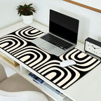Midcentury Modern Confaab Abstract Pattern in Black and Almond Cream  Desk Mat Gallery Image 2