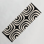 Midcentury Modern Confaab Abstract Pattern in Black and Almond Cream  Yoga Mat Gallery Image 1