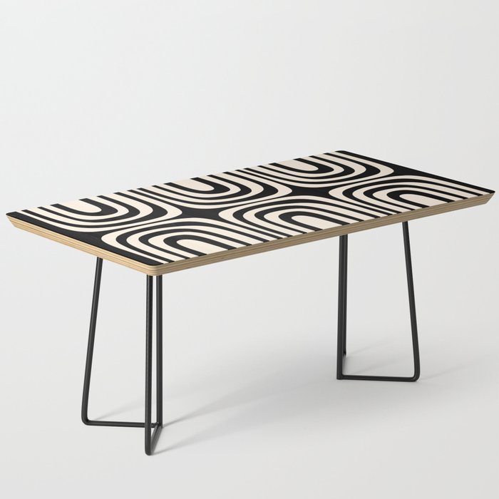 Midcentury Modern Confaab Abstract Pattern in Black and Almond Cream  Coffee Table Gallery Image 1