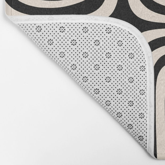Midcentury Modern Confaab Abstract Pattern in Black and Almond Cream  Bath Mat Gallery Image 2