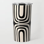 Midcentury Modern Confaab Abstract Pattern in Black and Almond Cream  Travel Mug Gallery Image 1