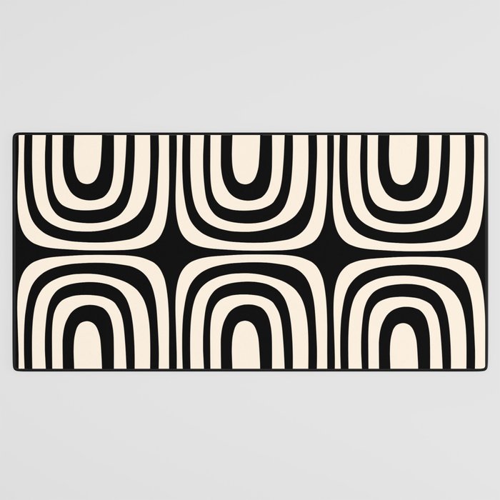 Midcentury Modern Confaab Abstract Pattern in Black and Almond Cream  Desk Mat Gallery Image 3
