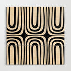 Midcentury Modern Confaab Abstract Pattern in Black and Almond Cream  Wood Wall Art Gallery Image 1