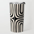 Midcentury Modern Confaab Abstract Pattern in Black and Almond Cream  Travel Mug Gallery Image 2