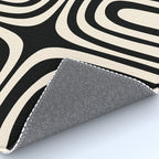 Midcentury Modern Confaab Abstract Pattern in Black and Almond Cream  Rug Gallery Image 4