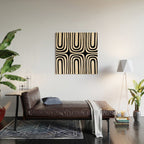 Midcentury Modern Confaab Abstract Pattern in Black and Almond Cream  Wood Wall Art Gallery Image 2