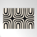 Midcentury Modern Confaab Abstract Pattern in Black and Almond Cream  Welcome Mat Gallery Image 1