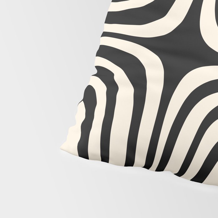 Midcentury Modern Confaab Abstract Pattern in Black and Almond Cream  Pillow Sham Gallery Image 4