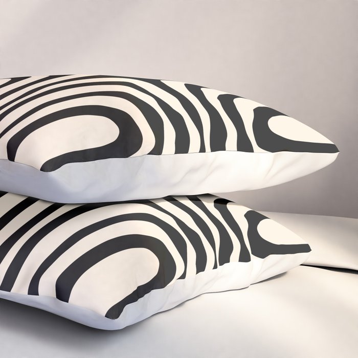 Midcentury Modern Confaab Abstract Pattern in Black and Almond Cream  Pillow Sham Gallery Image 3