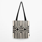 Midcentury Modern Confaab Abstract Pattern in Black and Almond Cream  Tote Bag Gallery Image 2