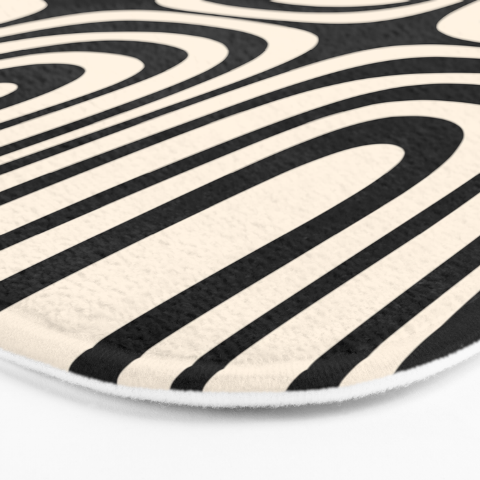 Midcentury Modern Confaab Abstract Pattern in Black and Almond Cream  Bath Mat Gallery Image 3