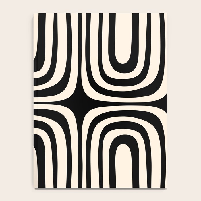 Midcentury Modern Confaab Abstract Pattern in Black and Almond Cream  Notebook Gallery Image 4