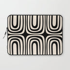 Midcentury Modern Confaab Abstract Pattern in Black and Almond Cream  Laptop Sleeve Gallery Image 1