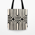Midcentury Modern Confaab Abstract Pattern in Black and Almond Cream  Tote Bag Gallery Image 1