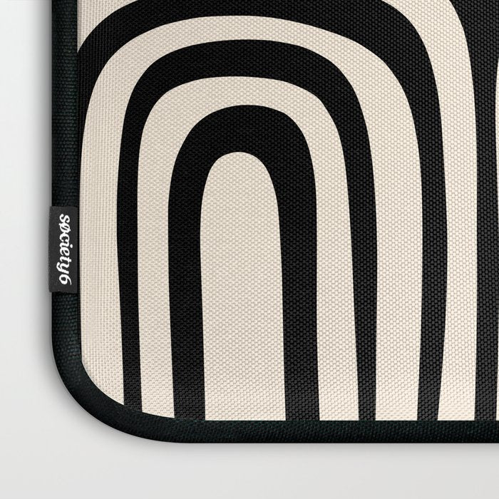 Midcentury Modern Confaab Abstract Pattern in Black and Almond Cream  Laptop Sleeve Gallery Image 3