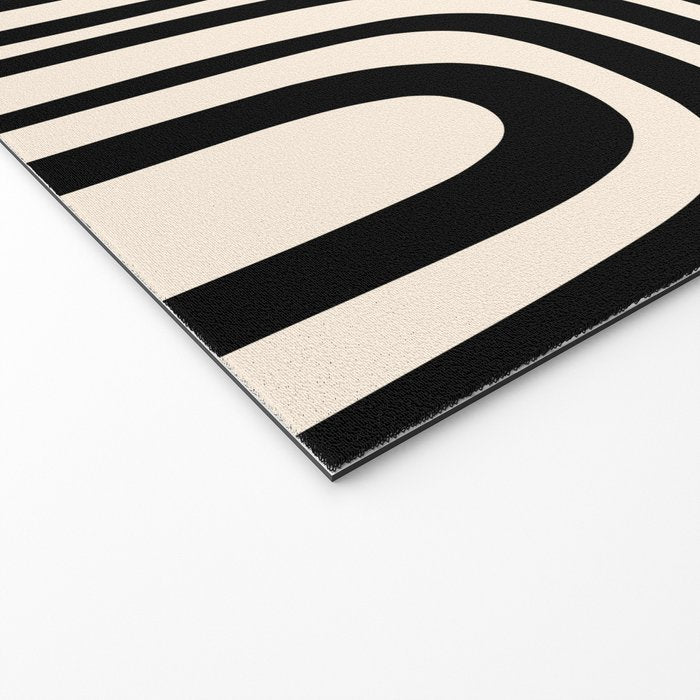 Midcentury Modern Confaab Abstract Pattern in Black and Almond Cream  Welcome Mat Gallery Image 2