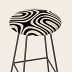 Midcentury Modern Confaab Abstract Pattern in Black and Almond Cream  Stool Gallery Image 2