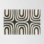 Midcentury Modern Confaab Abstract Pattern in Black and Almond Cream  Rug Gallery Image 2