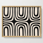 Midcentury Modern Confaab Abstract Pattern in Black and Almond Cream  Serving Tray Gallery Image 1