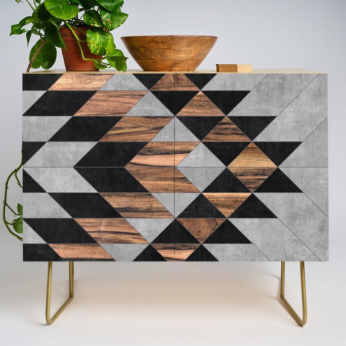 Urban Tribal Pattern No.10 - Aztec - Concrete and Wood Credenza Gallery Image 1