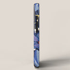 Music to my eyes // oxford navy blue background gold textured musical instruments blue indoor plants coral music notes iPhone Case Gallery Image 2