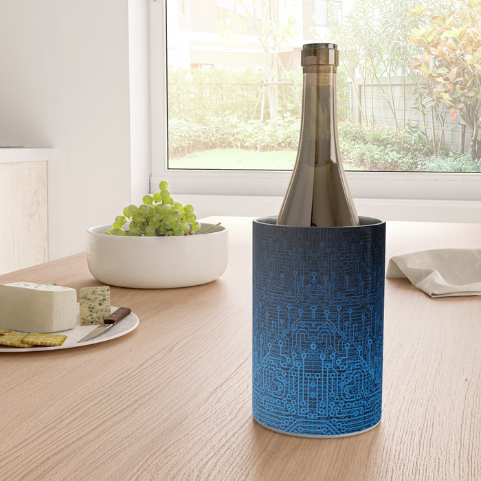 Reboot III BLUE Computer Circuit Board Pattern Wine Chiller Gallery Image 4