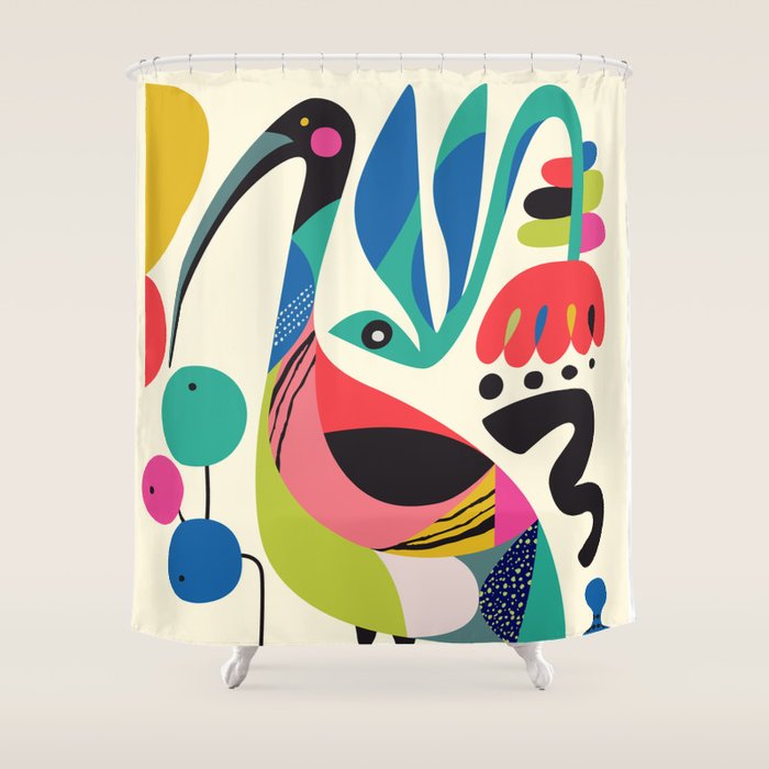 Mid Century Ibis Shower Curtain Gallery Image 1