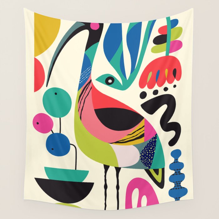 Mid Century Ibis Wall Tapestry Gallery Image 1