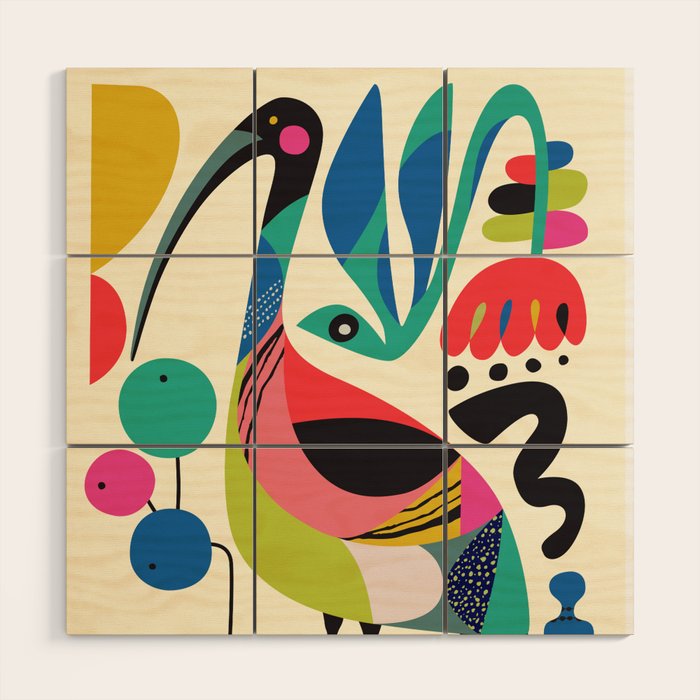Mid Century Ibis Wood Wall Art Gallery Image 1