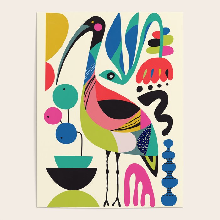 Mid Century Ibis Poster Gallery Image 1