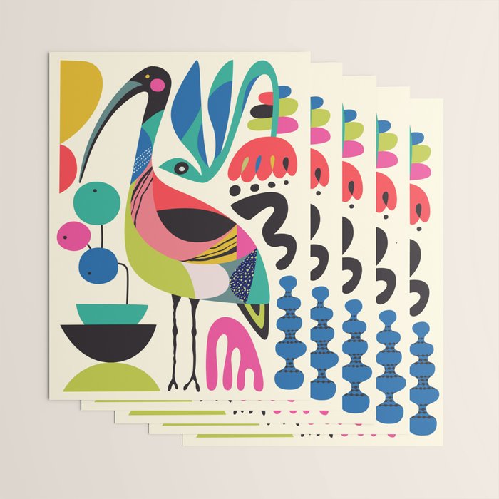 Mid Century Ibis Wrapping Paper Gallery Image 3