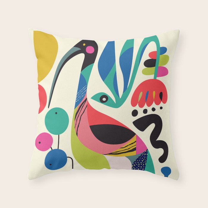 Mid Century Ibis Throw Pillow Gallery Image 6