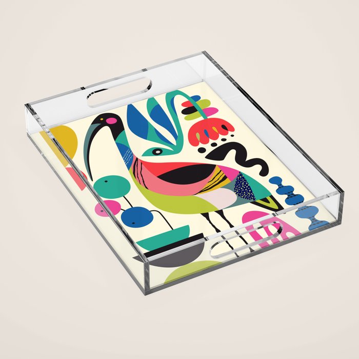 Mid Century Ibis Acrylic Tray Gallery Image 1
