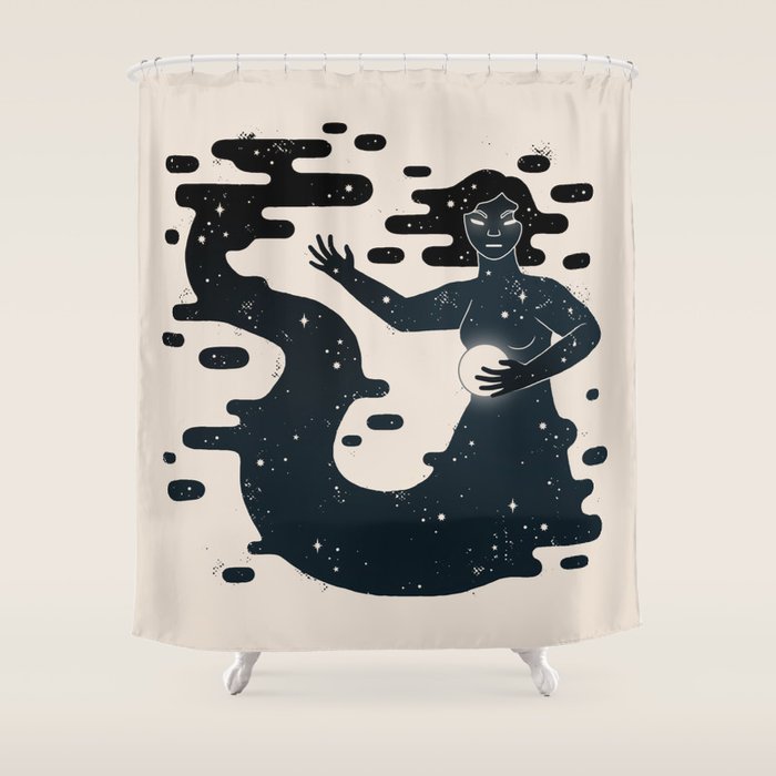 Space Mermaid Shower Curtain Gallery Image 1