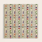 Farmers Market Vegetable Stripe Pattern  Mediterranean Garden Art with Eggplant Tomato and Artichoke Wood Wall Art Gallery Image 1