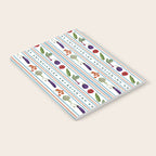 Farmers Market Vegetable Stripe Pattern  Mediterranean Garden Art with Eggplant Tomato and Artichoke Notebook Gallery Image 2