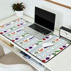 Farmers Market Vegetable Stripe Pattern  Mediterranean Garden Art with Eggplant Tomato and Artichoke Desk Mat Gallery Image 2