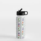Farmers Market Vegetable Stripe Pattern  Mediterranean Garden Art with Eggplant Tomato and Artichoke Water Bottle Gallery Image 1