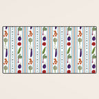 Farmers Market Vegetable Stripe Pattern  Mediterranean Garden Art with Eggplant Tomato and Artichoke Desk Mat Gallery Image 3