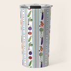 Farmers Market Vegetable Stripe Pattern  Mediterranean Garden Art with Eggplant Tomato and Artichoke Travel Mug Gallery Image 1