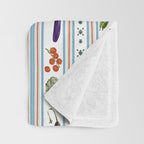 Farmers Market Vegetable Stripe Pattern  Mediterranean Garden Art with Eggplant Tomato and Artichoke Throw Blanket Gallery Image 3