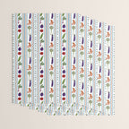 Farmers Market Vegetable Stripe Pattern  Mediterranean Garden Art with Eggplant Tomato and Artichoke Wrapping Paper Gallery Image 3