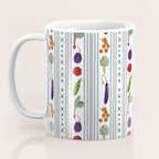 Farmers Market Vegetable Stripe Pattern  Mediterranean Garden Art with Eggplant Tomato and Artichoke Coffee Mug Gallery Image 3