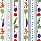 Farmers Market Vegetable Stripe Pattern  Mediterranean Garden Art with Eggplant Tomato and Artichoke Coffee Mug Gallery Image 2