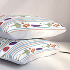 Farmers Market Vegetable Stripe Pattern  Mediterranean Garden Art with Eggplant Tomato and Artichoke Pillow Sham Gallery Image 3