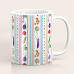 Farmers Market Vegetable Stripe Pattern  Mediterranean Garden Art with Eggplant Tomato and Artichoke Coffee Mug Gallery Image 1