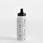 Farmers Market Vegetable Stripe Pattern  Mediterranean Garden Art with Eggplant Tomato and Artichoke Water Bottle Gallery Image 2