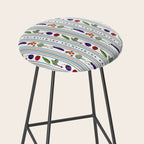 Farmers Market Vegetable Stripe Pattern  Mediterranean Garden Art with Eggplant Tomato and Artichoke Stool Gallery Image 2